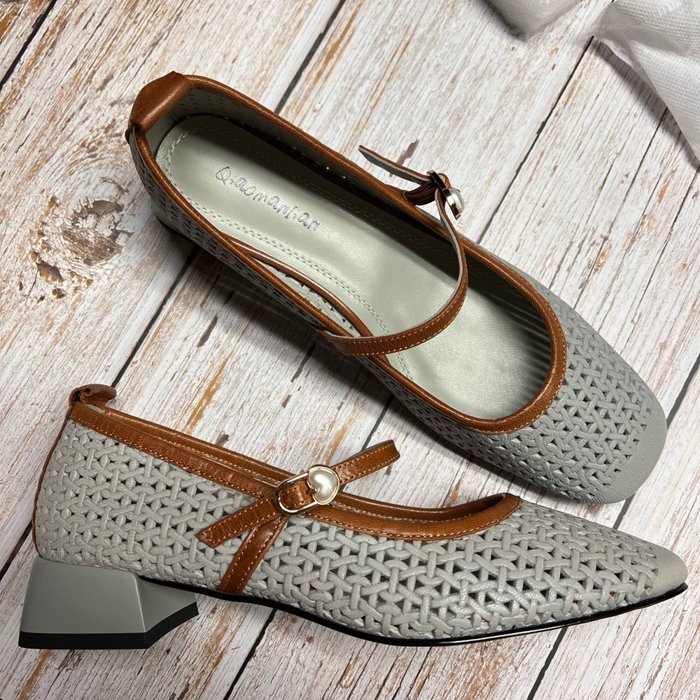 Gray Blue Women's leather Shoes - Picture 1 of 4
